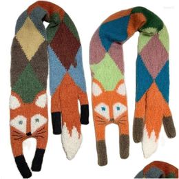 Scarves Autumn Winter Childrens Cartoon Knitted Scarf Baby Boys Girls Warm Women Shawl Kids Female Animal Drop Delivery Fashion Acce Dhtx9