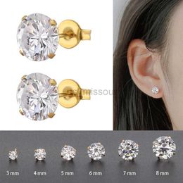 Stud 1 Pair Medical Stainless steel Ear Studs Earrings For Women 4 Prong Tragus Cartilage Piercing Jewellery J230529