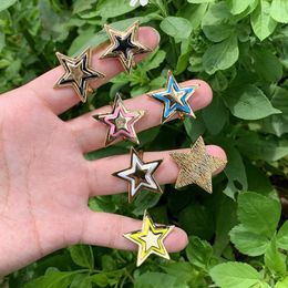 Cluster Rings Brass Accessories Jewellery Wholesale Pentagram Shape Gold Plated Enamel Adjustable Ring Lovers Anniversary Gift