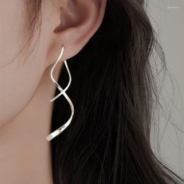 Dangle Earrings Minimalist Spiral Threader Korean Wave Curve Ear Line Cuff Stainless Steel Dangling Earring Women Fashion Jewellery