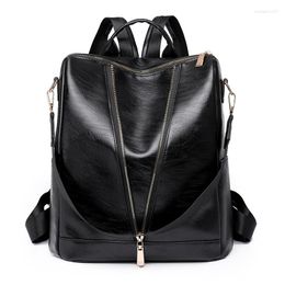 School Bags Women Fashion Backpack Wallet PU Leather Anti-theft Casual Shoulder Bag Female Satchel Multicolor Daypack Stylish Elegant