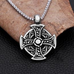 Pendant Necklaces Vintage Viking Celtics Knot For Men Fashion Punk Stainless Steel Nordic Cross Necklace Amulet Jewellery GiftPendant