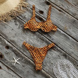 Swim Wear Women's Swimwear 2023 New Animal Print Leopard Bikini Swimsuit Sexy Women Bikini Set Brazilian Thong Bathing Suit Bandeau Beach Wear Swimwear AA230529