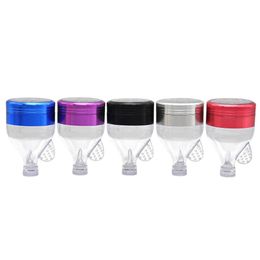 Herb Grinder 2.2 3 Piece Metal Smoking Tobacco Spice Crusher Hand Cracker Aluminium Alloy Funnel Drop Delivery Home Garden Household Dh2Is