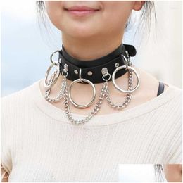 Chokers Choker Sexy Harajuku Leather Chain Heart Pendant Necklaces Women Men Neck Gothic Black Pink Necklace Cool Collar Drop Delive Dhbm7