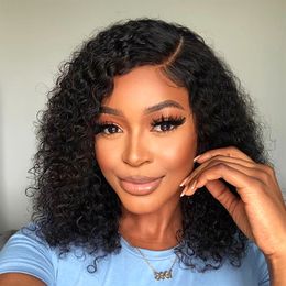 Short Bob Wig Deep Curly Lace Front Human Hair Wigs Wave Hd Transparent Lace Frontal Wig Short Curly Hair Wigs Glueless Wig