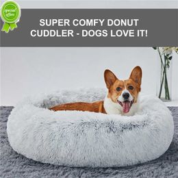 New Round Cat Bed Dogs Bed House Kennel Pet Mats Soft Long Plush Mat Pet Warm Basket Cushion Cats House Sofa Machine Wash Kennel