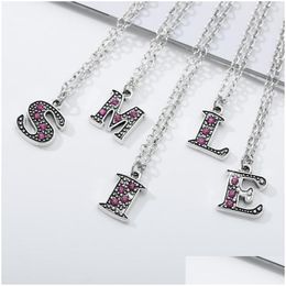 Pendant Necklaces Az Crystal 26 Letters Necklaceblack 0Il Color Purple Necklace For Women Sier Chain Drop Delivery Jewelry Pendants Dhikg