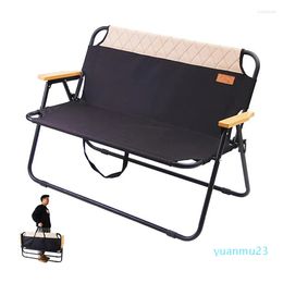 Camp Furniture Chair Beach Folding Outdoor Camping Double Comfortable Seat Bench Wood Grain Metal Aluminium Alloy