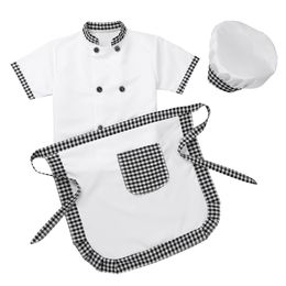 Aprons Kid Costume for Chef Uniform Jacket Hat Cap Children Cosplay Kitchen Restaurant Clothing Performance Boys Girls Cook Costume 230529