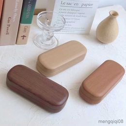 Sunglasses Cases Bags Natural series wood grain glasses case men and women personality creative sunglasses flat