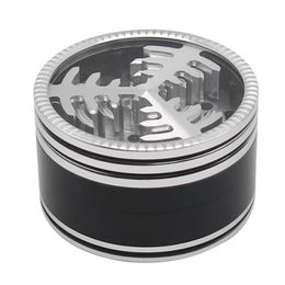 Smoking pipe 4-layer 63mm metal smoke grinder with outer leather ring