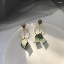 Dangle Earrings Fashion Korea Metal Wavy For Women Temperament Fairy Long Curved Ear Ring Autumn Winter Girls Gifts Jewellery Accessories