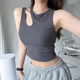 Women's Tanks Sexy Rib Knit Tank Top For Women Summer Solid O-neck Sleeveless Crop Tops Street Vintage Korean Fashion Shirt Vest Y2K Clothes