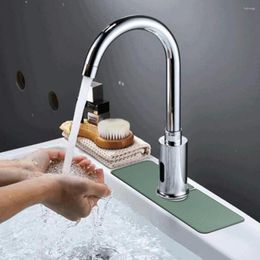 Storage Bottles Waterproof Tear-resistant Faucet Mat Faux Leather Practical Non-sliding Sink Counter For Home