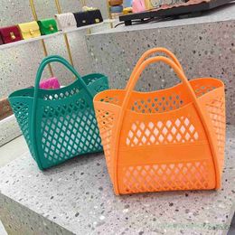 Other Bags Women's Jelly Colour Tote Bag Large Handbag Picnic Shopping Basket Soft Beach Bag Washing Bathing Baskets Hollow Out