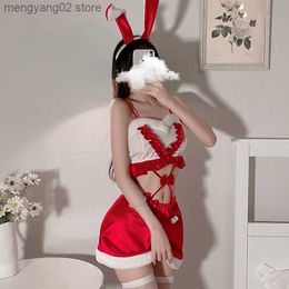 Sexy Pyjamas Sexy Mousse 2023 Ladies Rabbit Girl Role Play Christmas Dress Velvet Sling Hip Wrap Temptation Nightwear Women Bed Uniform Set T230529