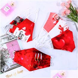 Designer Masks Lovers Valentines Day Fashion Adt Reusable Washable Adjustable Cloth Face Drop Delivery Home Garden Housekee Organizat Dhisv