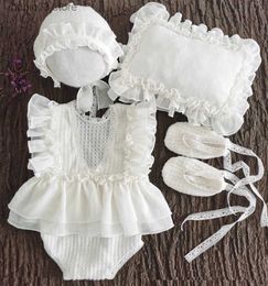 Rompers Newborn photography props Handmade lace romper for baby photo shoot clothes T230529