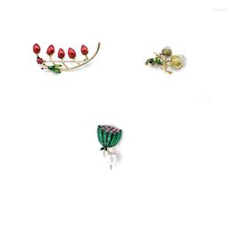 Brooches PD BROOCH Bud Flower Lotus High-grade Oil-drip Zircon Embellished Exquisite Gift Jewelry Wholesale Enamel Pin