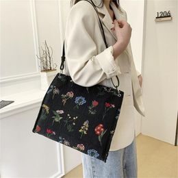 Evening Bags Hylhexyr Flowers And Plants Embroidered Shoulder Bag 2023 Fashion Canvas Messenger For Women