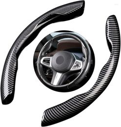 Steering Wheel Covers Carbon Fiber Non Slip Cover Segmented Protector Universal Standard-Size 14 1/2"-15"for 99% Car