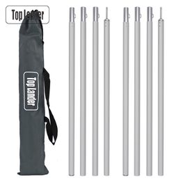 Outdoor Gadgets Adjustable 2m Tarp Tent Aluminum Alloy Pole Thicken Rack Stick Rod Outdoor Camping Lightweight Canopy Awning Support Poles 230526