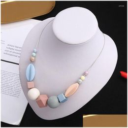 Pendant Necklaces Promotion Bead Acrylic Resin Bib Necklace For Women Jewellery Bohemian Rope Chain Fashion Girls Accessories Drop D Dhfix