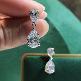 Luxury Moissanite Diamond Dangle Earring 100% Real 925 sterling silver Wedding Drop Earrings for Women Promise Jewellery Gift