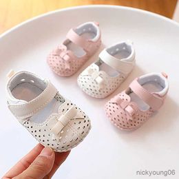 Sandals Infant Girls Sandals Summer Baby Shoes Cute Bow Princess Shoes Kids Soft Leather Comfort Non-slip Beach Sandals First Walkers R230529