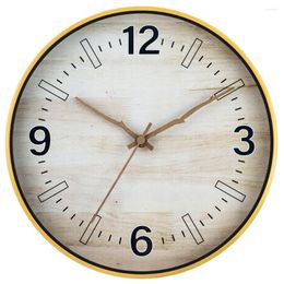 Wall Clocks Imitation Wood Grain Clock Round -shaped Convenient Wooden Mute Home Decor Simple Household