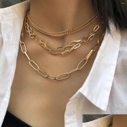 Chokers Choker Youvanic Gold Colour Mtilayer Punk Link Chain Thick Necklace Hip Hop Couple Fashion Jewellery For Women Men Collares 260 Dh3Xw