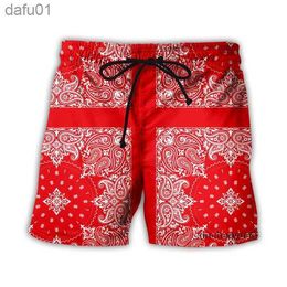 Men's Shorts Blood Gang Bandana 3D Print Causal Clothing New Fashion Men Women Shorts Plus size S-7XL L230520