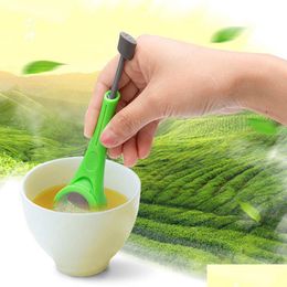 Coffee Tea Tools 10Pcs Infuser 18Cm Drinking Drinkware Gadget Measure Swirl Steep Stir And Press Food Grade Plastic Teas Strainers Dh4Wr