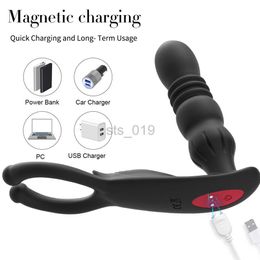 Sexy Set Silicone Anal Vibrator Thrusting Prostate Stimulator Massager Delay Ejaculation Lock Ring Anal Butt Plug Sex Toys Dildos for Men