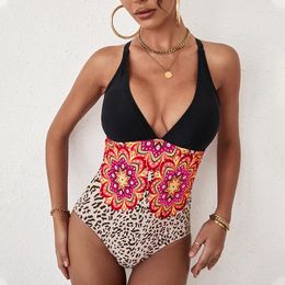 Women's Swimwear Swimsuit Women's Print Sexy One-piece Swimsuits Suspender Bohemian Leopard Biquini