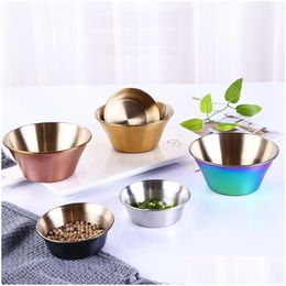 Herb Spice Tools Seasoning Dishes Stainless Steel Sauce Food Dip Bowls Snack Small Plate Restaurant El Kitchen Bowl Drop Delivery Dh7Gq