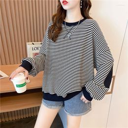 Women's T Shirts Sweater Women's Age Reducing Stripe Spring Autumn Round Neck Pullover Less Crowded Dropping Feel Slouchy Long Sleeve