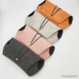 Sunglasses Cases Bags 1pcs Leather Glasses Case Solid Colour Eyeglasses Protective Box Women Men Bag Buckle Storage