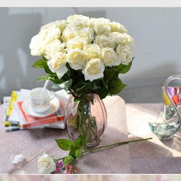 Decorative Flowers 11pcs Real Touch Silk Rose Artificial Wedding Bridal Bouquet Fake Floral Party