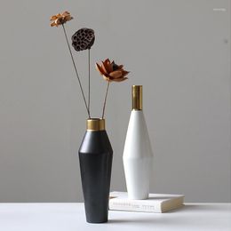 Vases Ceramic Vase Living Room Flower Arrangement Black And White Simple Nordic Home Soft Decoration