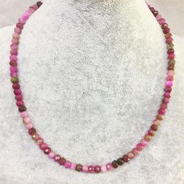 Chains 4 6MM Faceted Elegant Tourmaline Choker Necklace Natural Stone Wedding Gift For Woman Party Prom Charm Fashion Jewellery