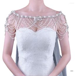 Scarves Pearl Body Statement Necklace Crystal Beading Chain Bib Collar Shoulder Shawl