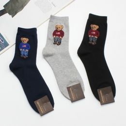 Men's Socks Mix 5 Colours Cotton Autumn Breathable Skateboard Happy Men Winter Cartoon Bear Mid Tube For Christmas Gift s1