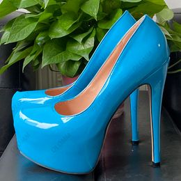 Olomm Handmade Women Platform Pumps Sexy Stiletto Heels Pumps Round Toe Gorgeous 7 Colors Club Wear Shoes Women US Size 5-20