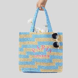 Evening Bags Designer Striped Straw Tote Bag With Paper Weave -Perfect For Summer Beach