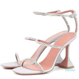 Designer Summer Sandal Shoe Strange Cup Heel 3 Rhinestone Strap Spike-heels Party Women Wedding Fashion Designer Brands