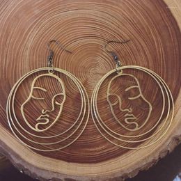 Dangle Earrings Hoop Face Brass Hoops Mobile Head Profile Hair Simple Everyday Jewelry Fashion Bohemian Women Gift 2023