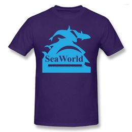 Men's T Shirts QTHOO Seaworld Logo Short Sleeve Shirt Purple