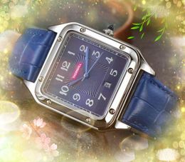 Square Digital Number Dial Watches Stopwatch 40mm Japan Quartz chronograph movement Men Leather Belt leisure Boutique Steel case Wristwatch Clock Casual Bracelet